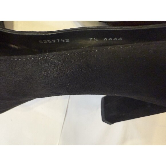 Stuart Weitzman Black Suede Heels 7.5 AAAA Pointed Toe Pumps Leather Sole Spain - Picture 8 of 8